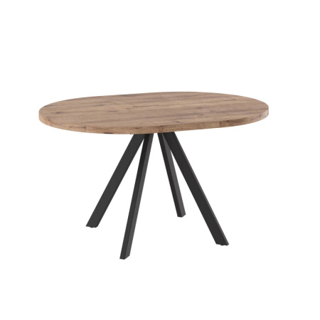 Стол RONDO-100, круглый раздвижной 100(135), ДУБ ВЕЛЛИНГТОН/ЧЕРНЫЙ RONDO 100